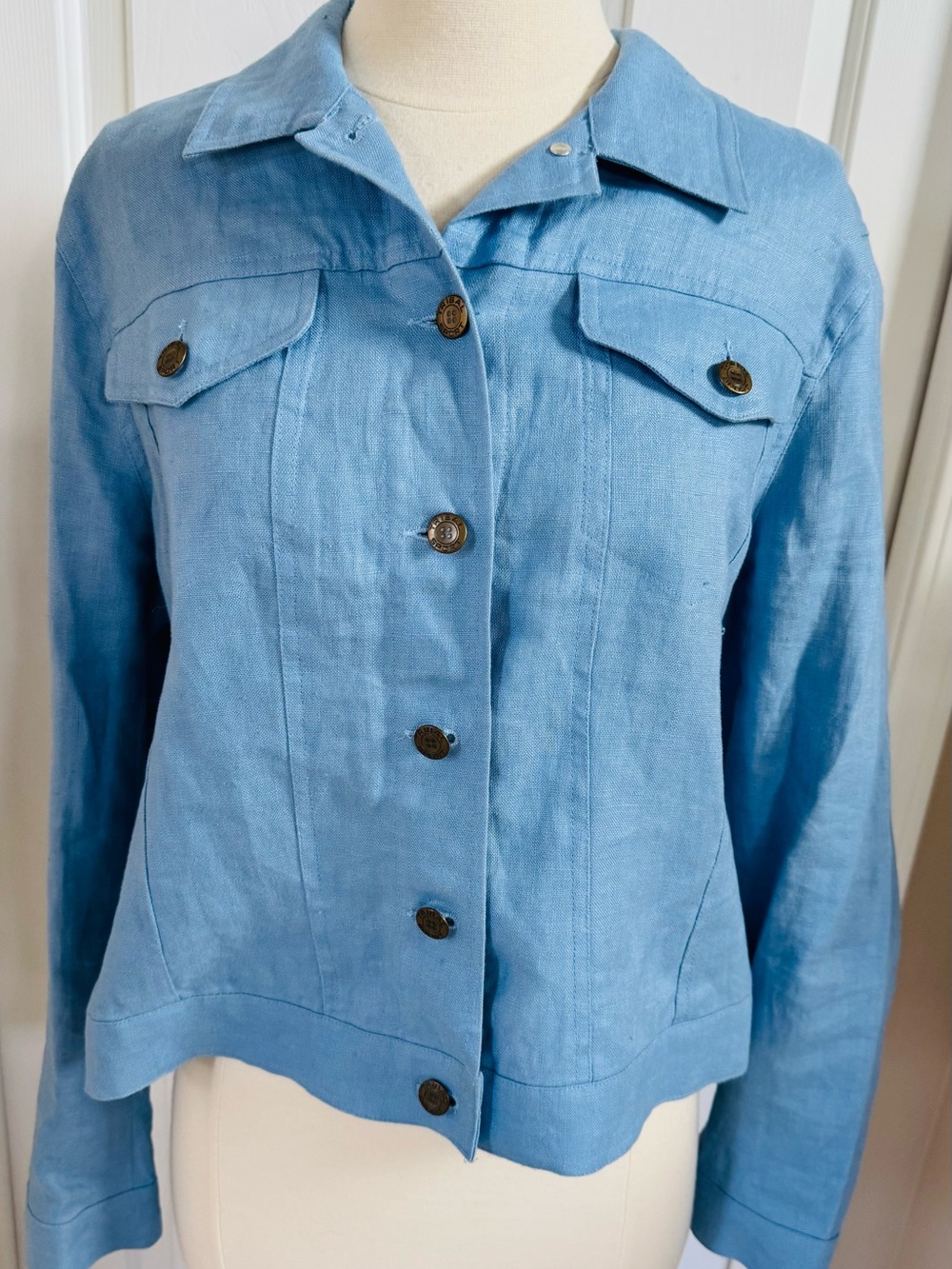 Tribal gorgeous Sky Blue Women's Button-Front linen Jacket